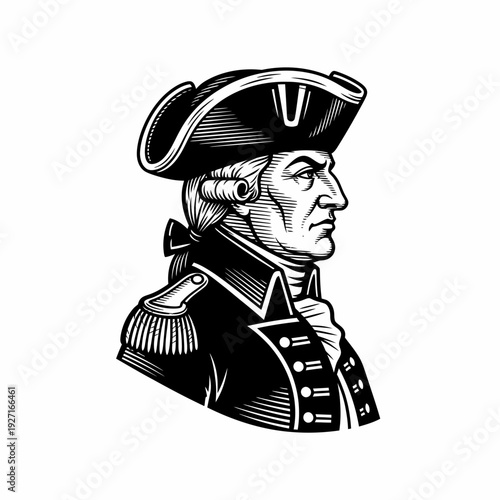 Historical Military Officer Portrait Illustration.