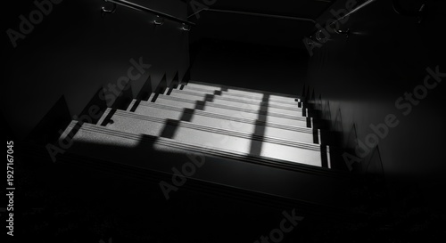 Abstract Light and Shadow Staircase 3D Minimal Dark Background