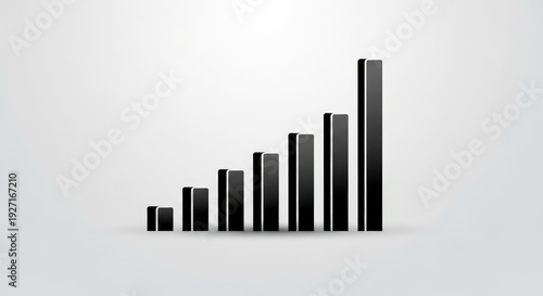 Minimal Black Bar Graph Growth Abstract 3D Background