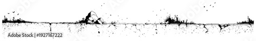 Detailed sketch of cracked ground with grass and rocks