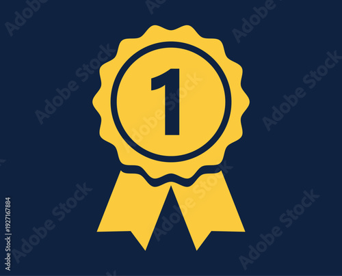 A golden emblem of achievement featuring the number 1, signifying excellence, set against a rich, navy-blue backdrop, embodying prestige and high value.