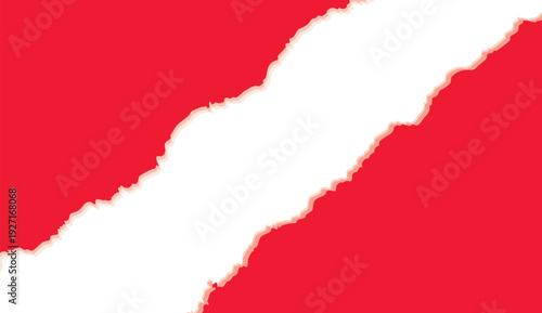 Torn red paper revealing a plain white background, symbolizing unveiling, destruction, and a fresh start. 