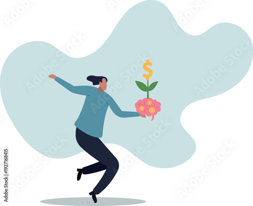 Money attitude, investing mindset or financial knowledge, wealth inspiration, investment brain,human life and situation.