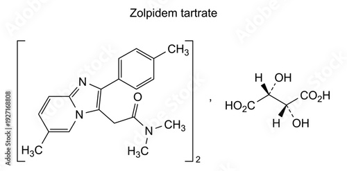 Zolpidem tartrate, chemical structure of zolpidem tartrate, drug substance