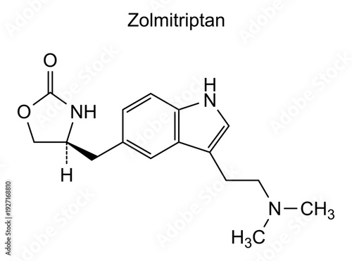Zolmitriptan, chemical structure of zolmitriptan, drug substance