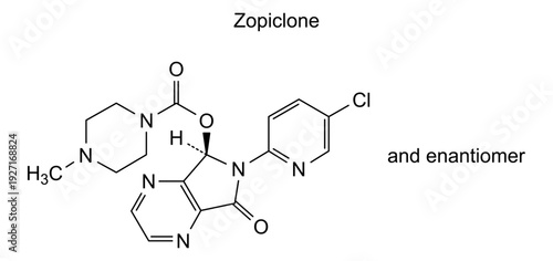 Zopiclone, chemical structure of zopiclone, drug substance