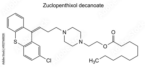 Zuclopenthixol decanoate, chemical structure of zuclopenthixol decanoate, drug substance