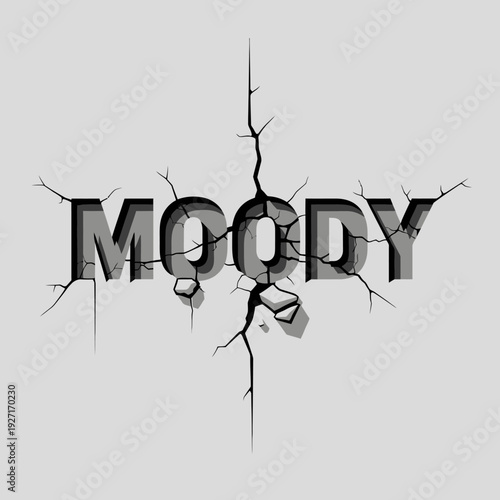Moody Text Cracked Effect, Emotional State, Psychological State, Abstract Background