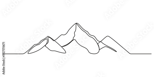Mountain range landscape one continuous line art, Vector illustration, One line art, Line art graphic, vector