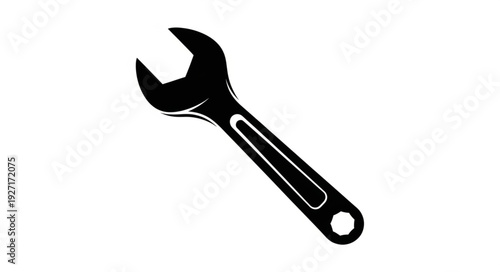 Black wrench tool isolated on white background, perfect for mechanical work and repairs.