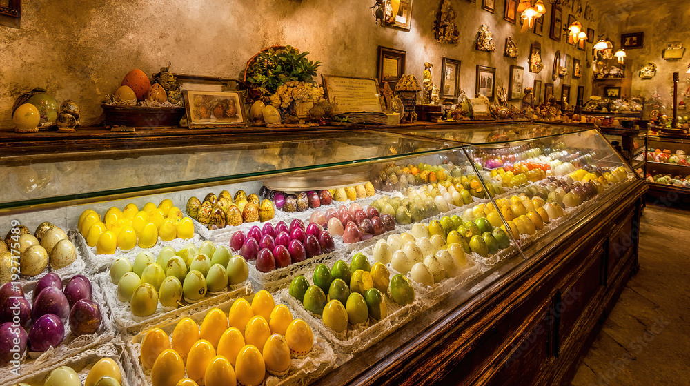Obraz premium Colorful Macarons Displayed in a Charming Bakery