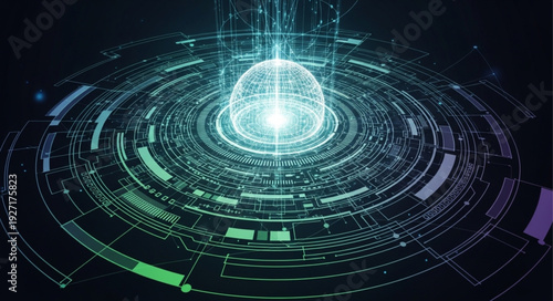 Artificial Intelligence Brain with Digital Circuitry and Glowing Connections.