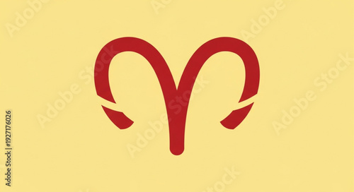 Aries zodiac symbol isolated on a yellow background.