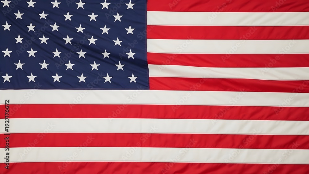 Fototapeta premium Close-up of American flag waving with detailed fabric texture