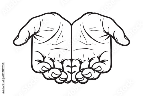 Pair of hands forming a protective gesture in vector illustration for various design applications and creative projects requiring symbolic hand representations.