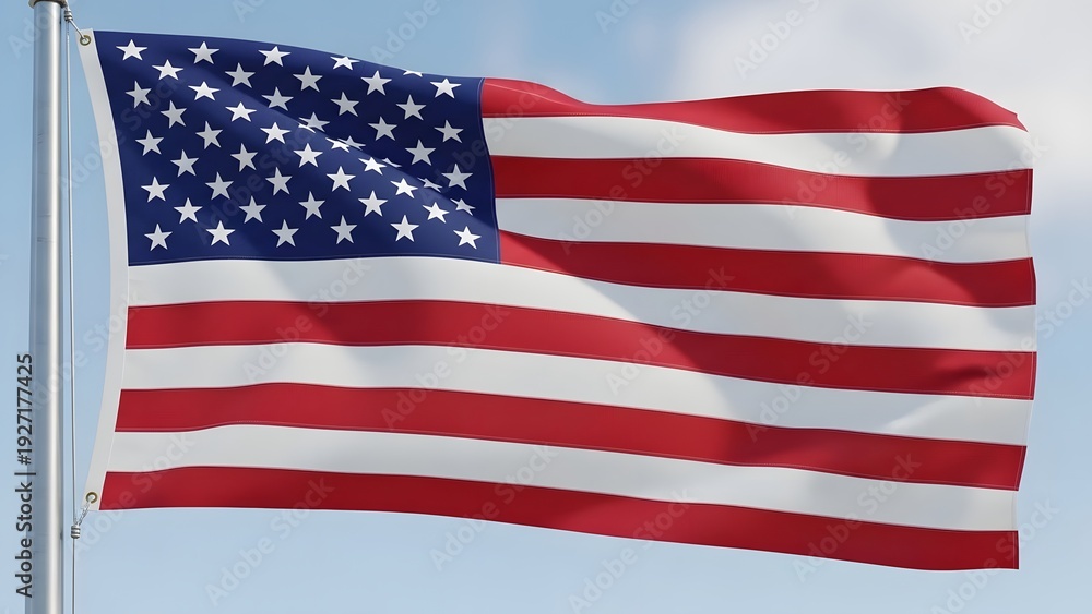 Obraz premium Waving American flag against a clear blue sky