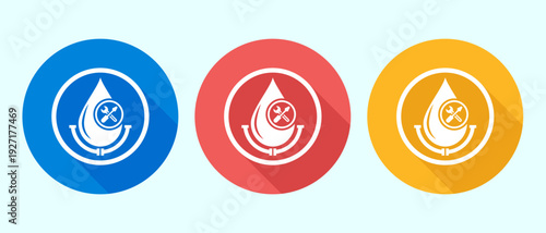 Set of vector illustration plumbing logo concepts with flat design and long shadow