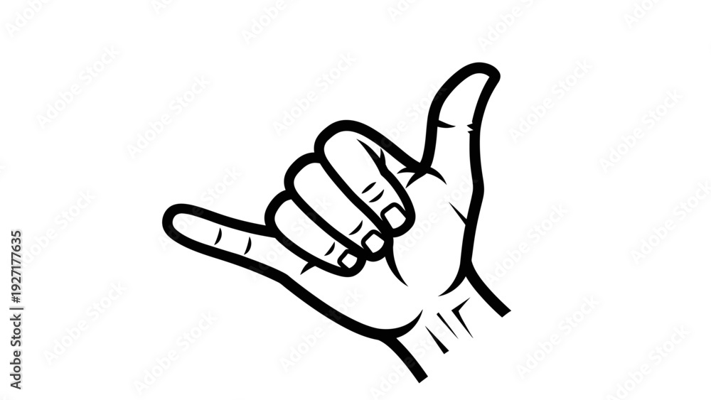 Obraz premium Hang Loose Hand Gesture Icon, Shaka Sign, Surfer Symbol, Vector Illustration