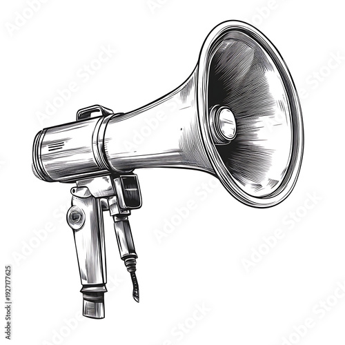 Graphic Bullhorn Symbol in Monochrome Vector