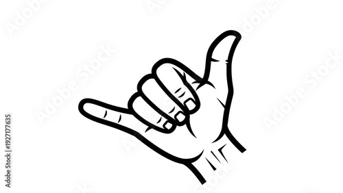 Hang Loose Hand Gesture Icon, Shaka Sign, Surfer Symbol, Vector Illustration