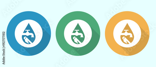 Set of vector illustration plumbing logo concepts with flat design and long shadow