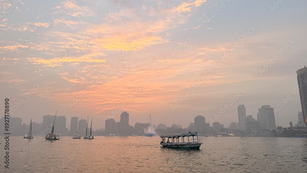 Naklejka premium River Nile in Cairo Egypt overlooking the city