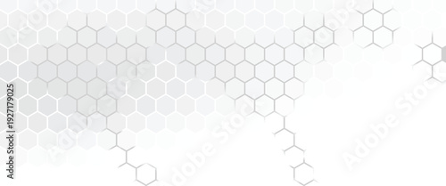 Abstract white hexagon geometric pattern background. Futuristic digital high-technology banner