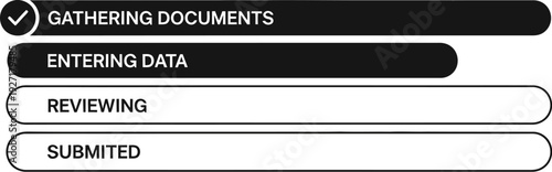 Tax filing progress bar design on white background