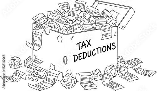 Receipt collection in a shoe box for tax filing