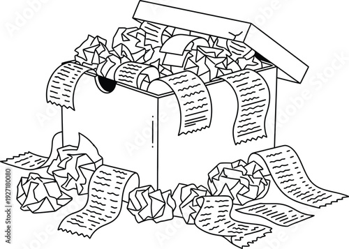 Receipt collection in a shoe box for tax filing