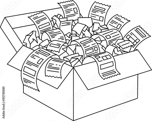 Receipt collection in a shoe box for tax filing