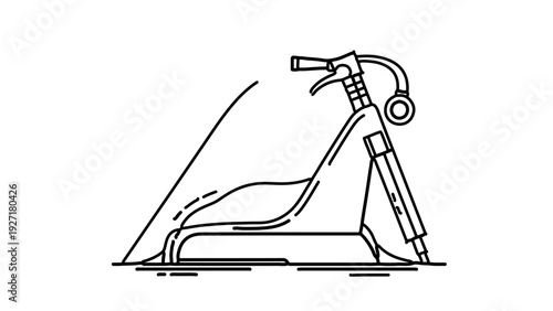 A minimalist line art illustration of a vintage scooter with a transparent background