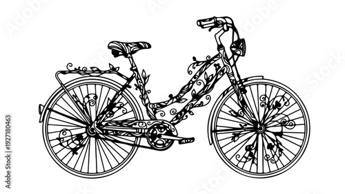 A minimalist vector illustration of a tandem bicycle in a simple line art style