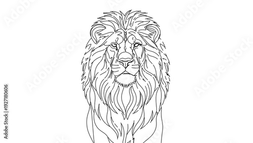 A majestic lion's head in a minimalist line art style