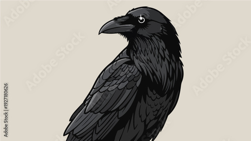A minimalist vector illustration of a crow in a simple design style