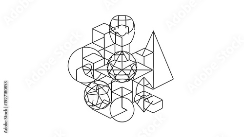 A minimalist vector graphic illustration of geometric shapes in a modern design style