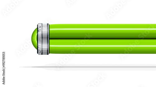 Cartoon style depiction of a green, tubular light with metallic end caps and a soft white shadow
