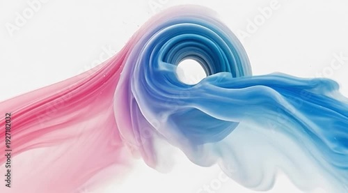 Vibrant Abstract Fluid Movement with Warm to Cool Color Transition Agnst a Bright Backdrop