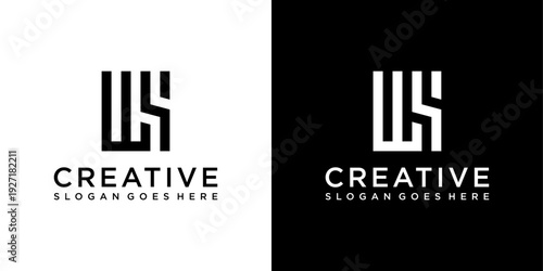 WS or SW initial letter logo design vector