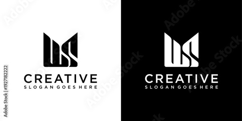 WS or SW initial letter logo design vector