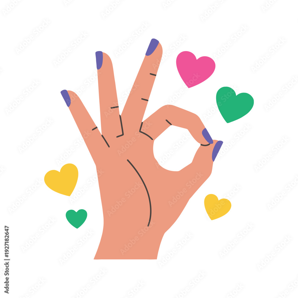 Obraz premium A minimalist vector graphic illustration featuring a human hand making an 