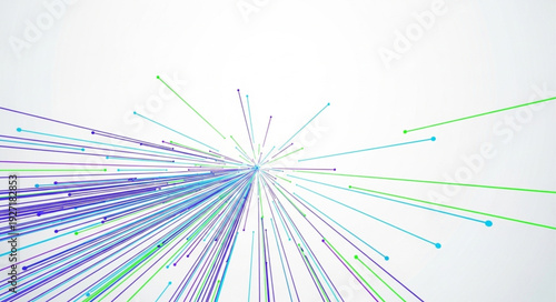 Abstract network of lines and dots expanding outwards.