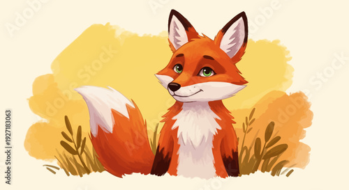 Cartoon Fox Character with Orange Fur.