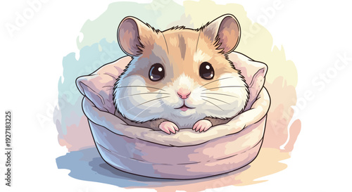 Hamster in a small soft bed.