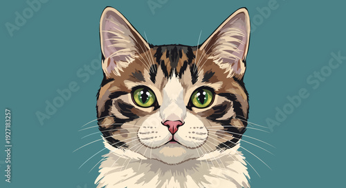 Illustration of a Brown Tabby Cat Face.