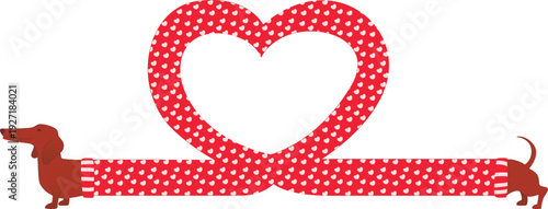 Vector cute illustration of a dachshund dog in the shape of a heart, love for animals, animal rights, pet