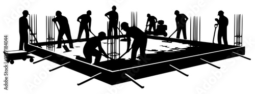 ing on a building site, build, builder, construction site, construction worker, equipment, floor, illustration, job, man, person, profile, scaffold, stand, tool, worker, against transparent background