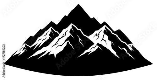 A stylized mountain logo with a blue and black color scheme, blanket, illustration, logo, mountain, mountain landscape, mountain range, peak, profile, against transparent background