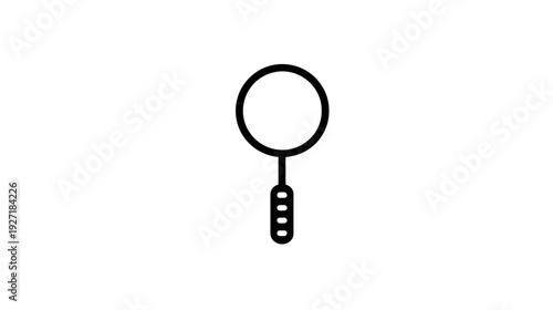 A black and white graphic of a badminton racket, in a simple, minimalist style