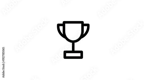 A simple, black line art trophy on a white background. It has a cup with two handles and a base